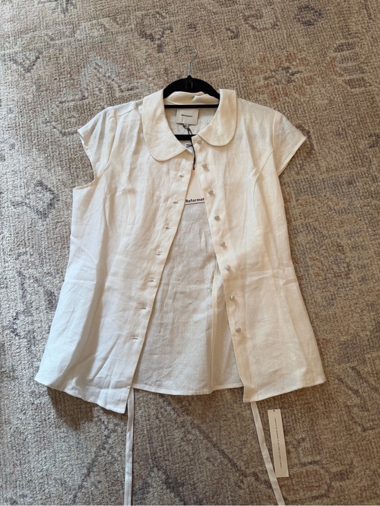 Reformation Tops - Reformation White Linen Peter Pan Collar Shirt